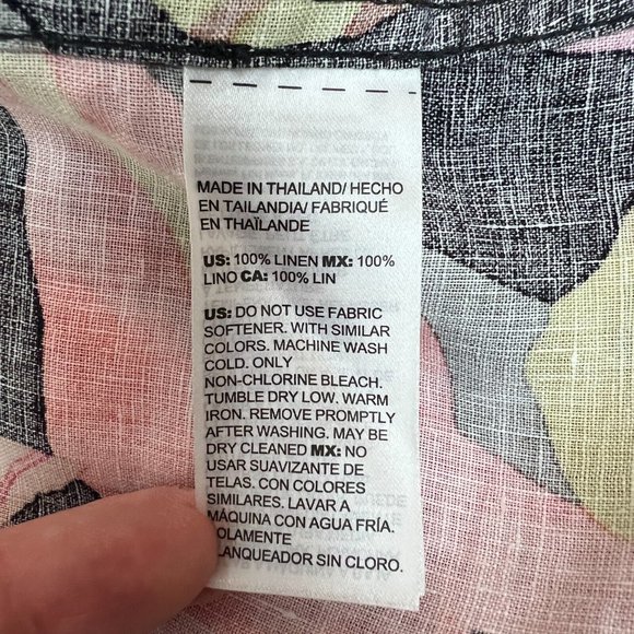 Chicos 3P Shirt Womens 16P 18P No Iron Linen Tropical Fresh Chic Coral Button Up - Picture 9 of 9